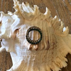 Vintage Green/Crystal 2 Circle Brooch
